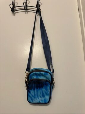 Blue Tie-Dye Crossbody Bag for Men - Navy Strap